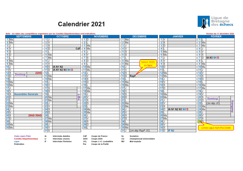 Calendrier 2020 2021 Ligue 11 12 2020 page001